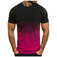 thumbnail image 1 of DLfVUB Cute Summer T-Shirts for Men Big and Tall Regular Fit Casual Tie Dye Gradient Print Short Sleeve Round Neck Graphic Tees Tops Loose Comfy Workout Shirts Z01-Hot Pink XXXXL, 1 of 4
