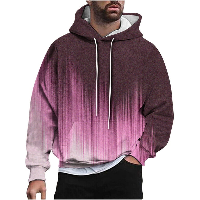 DLfVUB Hoodies Sweatshirt Men Long Sleeve Trendy Gradient Graphic Hoodie Casual Autumn Winter Hooded Sweatshirts with Drawstring Pullovers Hot Pink XXXXL Walmart