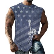 DLfVUB Independence Day Sleeveless Vest Tops for Men Big and Tall Loose Muscle Tees Trendy American Flag T-Shirts Casual Summer Sports Quick Dry Tanks Navy XL
