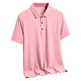thumbnail image 1 of DLfVUB Male Casual Solid Color Polo Shirts Turn Down Collar Short Sleeve Tops T-Shirts Summer Button Down Shirt Tops Blouse Big and Tall Shirt Hot Pink XXL, 1 of 2