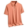 thumbnail image 1 of DLfVUB Male Casual Solid Color Polo Shirts Turn Down Collar Short Sleeve Tops T-Shirts Summer Button Down Shirt Tops Blouse Big and Tall Shirt Orange L, 1 of 2
