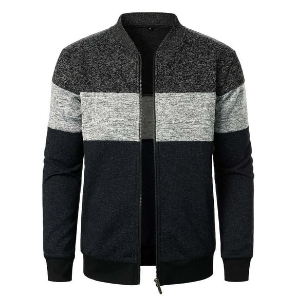DLfVUB Men Full Zipper Knit Sweater Hoodless Jackets Long Sleeve Casual Classic Fall Winter Coats Tops Knitted Cardigan Sweaters Outerwear Dark Gray XXL