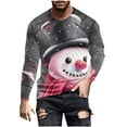 DLfVUB Men's Novelty Snowman Print Christmas TShirt Loose Casual Long