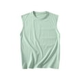 thumbnail image 1 of DLfVUB Men's Sleeveless Basic Vest Cotton Solid Color Tops Big and Tall Relaxed Fit Breathable Sports Workout T-Shirt Casual Crew Neck Comfort Tank Green XL, 1 of 3