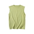 thumbnail image 1 of DLfVUB Men's Sleeveless Basic Vest Cotton Solid Color Tops Big and Tall Relaxed Fit Breathable Sports Workout T-Shirt Casual Crew Neck Comfort Tank Mint Green XXXXL, 1 of 3