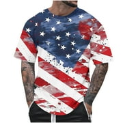 DLfVUB Mens 3D Print T-Shirt Novelty American Flag 4th of July Tops Big and Tall Short Sleeve Shirts Casual Round Neck Independence Day T-ShirtS Multicolor XXL