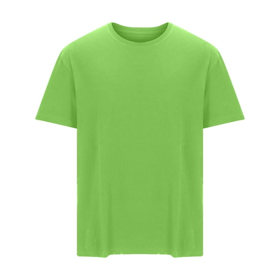 DLfVUB Mens Basic Tees Tops Crew Neck Solid Color Cotton T-Shirt Short Sleeve Big and Tall Loose Breathable Shirts Summer Casual Everyday T-Shirts Green XL