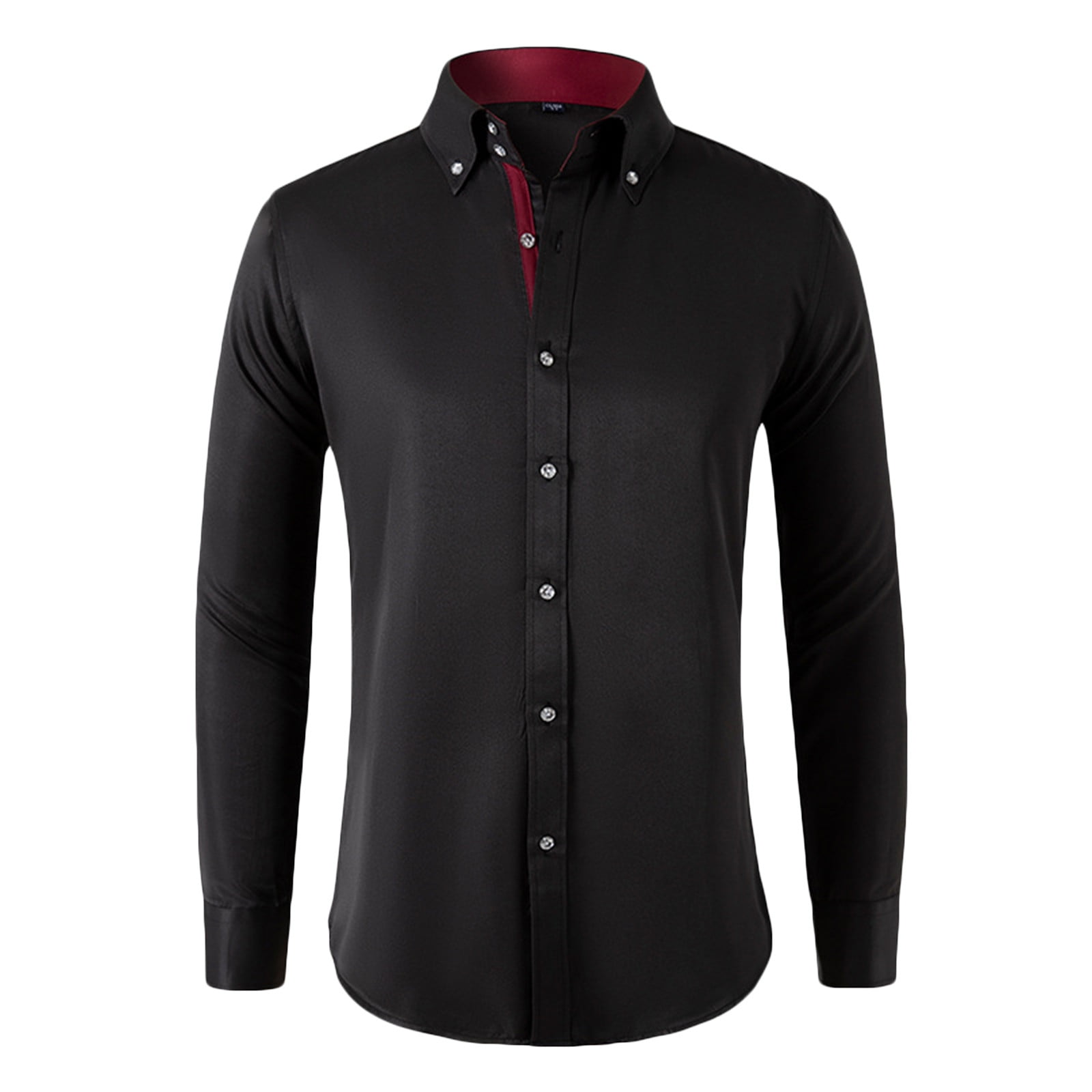 DLfVUB Mens Casual Button Up Dress Shirt Cotton Solid Color Long