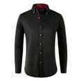 thumbnail image 1 of DLfVUB Mens Casual Button Up Dress Shirt Cotton Solid Color Long Sleeve Business Shirts Leisure Loose Breathable Tees Tops Lapel Comfy Blouse Black XL, 1 of 3