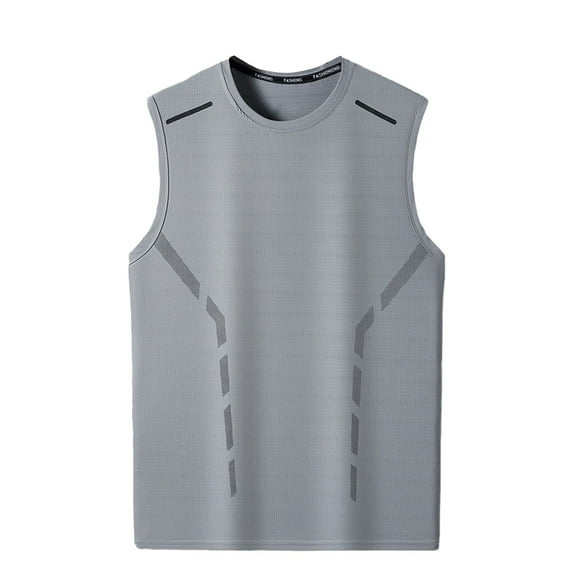 DLfVUB Mens Swim Sports Tanks Big and Tall Solid Color T Shirt Athletic Gym Fitness Running Casual T-Shirts Sleeveless Crew Neck Quick Dry Tops Gray XXL