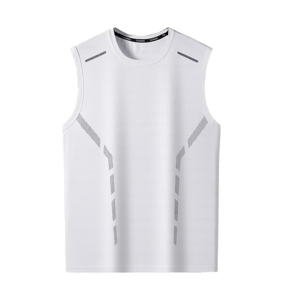 DLfVUB Mens Swim Sports Tanks Big and Tall Solid Color T Shirt Athletic Gym Fitness Running Casual T-Shirts Sleeveless Crew Neck Quick Dry Tops White XXL