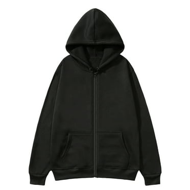 DLfVUB Mens Zip Up Hooded Sweatshirt Long Sleeve Casual Solid Color Hoodie with Pocket Drawstring Fall Winter Outdoors Sweatshirts Tops Black XL