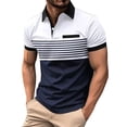 thumbnail image 1 of DLfVUB Shirts for Men Short Sleeve Button Down Golf T-Shirts Fashion Stripe Patchwork Graphic Shirts Tee Lapel Pocket Workout Shirts Tops White XXL, 1 of 6