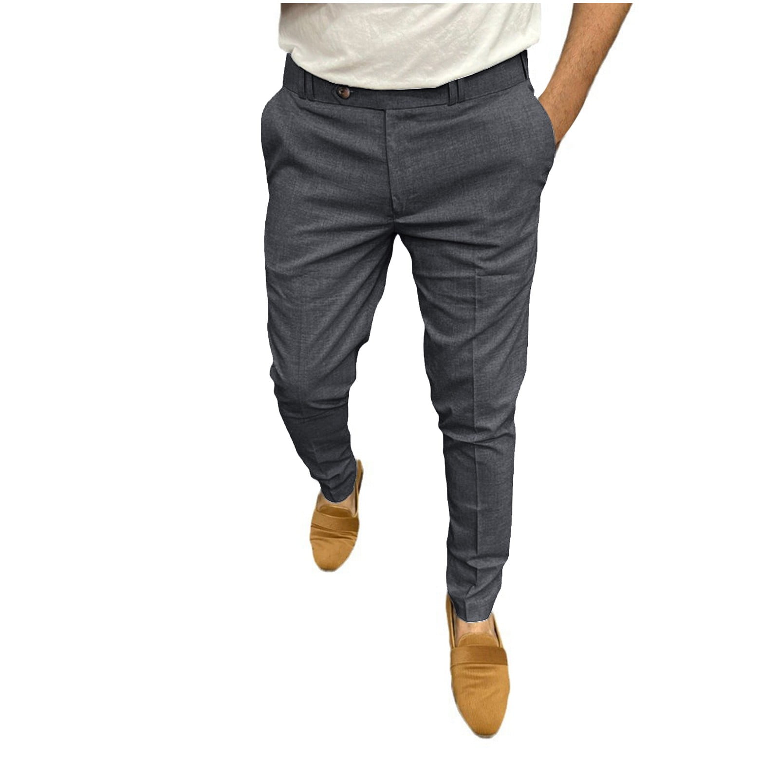DLfVUB Slim Fit Dress Pants for Men Skinny Stretch Fashion Formal ...