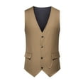 thumbnail image 1 of DLfVUB Slim Fit V Neck Solid Suit Vest for Men Vintage Gentleman Wedding Party Waistcoat Tank Trendy Chain Single Breasted Vests Tops With Pockets Khaki S, 1 of 9