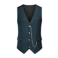 thumbnail image 1 of DLfVUB Slim Fit V Neck Solid Suit Vest for Men Vintage Gentleman Wedding Party Waistcoat Tank Trendy Chain Single Breasted Vests Tops With Pockets Navy XL, 1 of 6