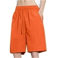 thumbnail image 1 of DLfVUB Summer Casual Shorts for Men Stylish Solid Color Knee Length Pants Drawstring Elastic Waist Pockt Short Big & Tall Loose Comfy Trunk Orange XXXL, 1 of 4