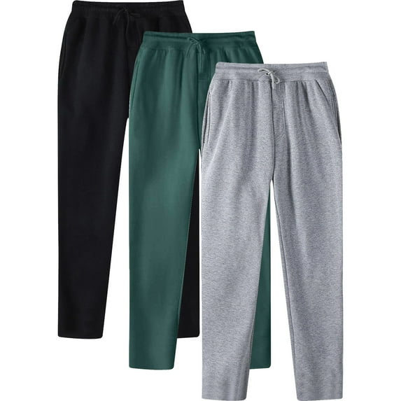 DLfVUB Sweatpants for Men 3 Pack Joggers - Men's Athletic Sweatpants with Pockets & Zipper Solid Casual Elastic Waist Drawstring Trousers Army Green XXXL