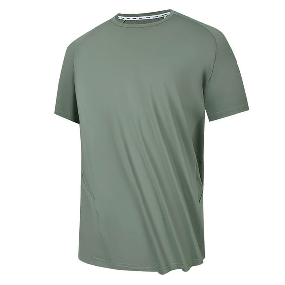 DLfVUB T-Shirts for Men Big and Tall Shirt Short Sleeve Relaxed Fit Tees Moisture Wicking Breathable Sports Tops Crew Neck Solid Color T-Shirt Army Green XXL