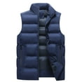 thumbnail image 1 of DLfVUB Down Vest for Men Winter Thermal Padded Puffer Jacket Waistcoat Full Zipper Pockets Casual Stand Up Collar Vests Big and Tall Outerwear Blue XXXXXXL, 1 of 4