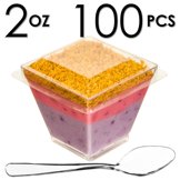 12 mini Coppe Da Dessert in Plastica Riutilizzabile Quadrati