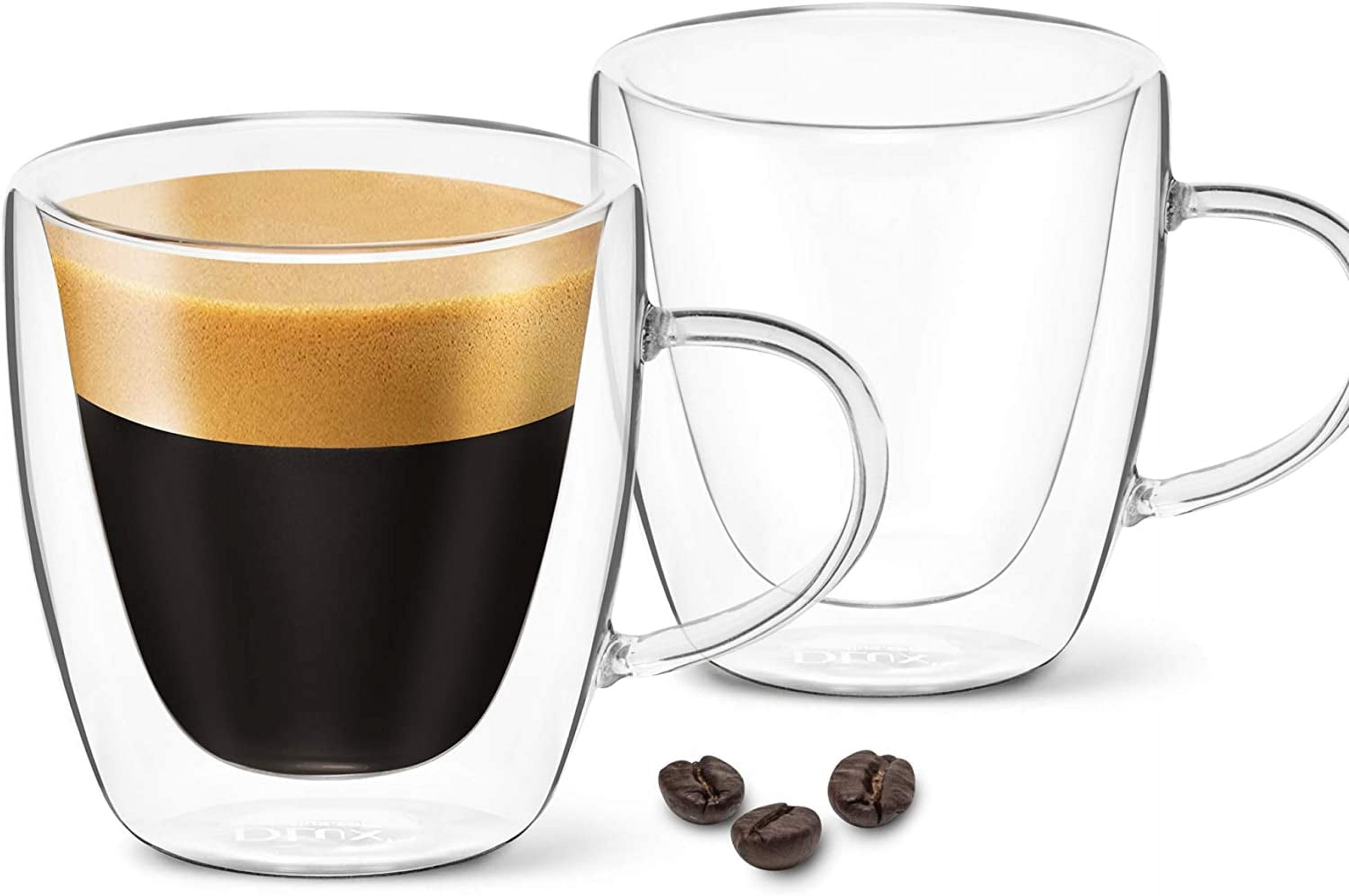 DLux 3oz Espresso Coffee Cups, Double Wall Clear Glass Set of 2 ...