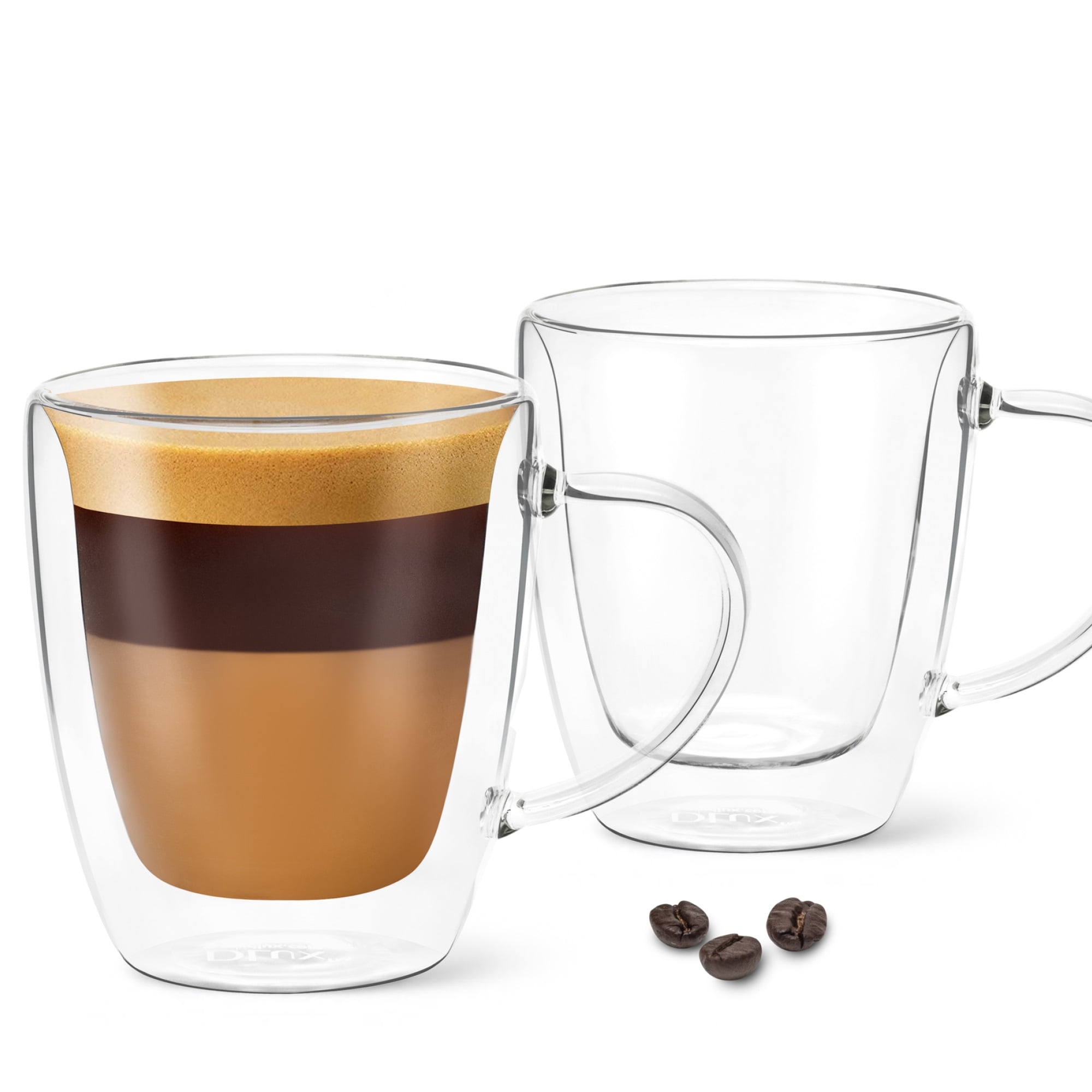 Elle Decor Double Wall Glass Mugs - Set Of 2, Perfect For Coffee