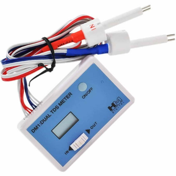 hm digital dm-1 in-line dual tds monitor, 0-9990 ppm range, +/- 2% readout accuracy