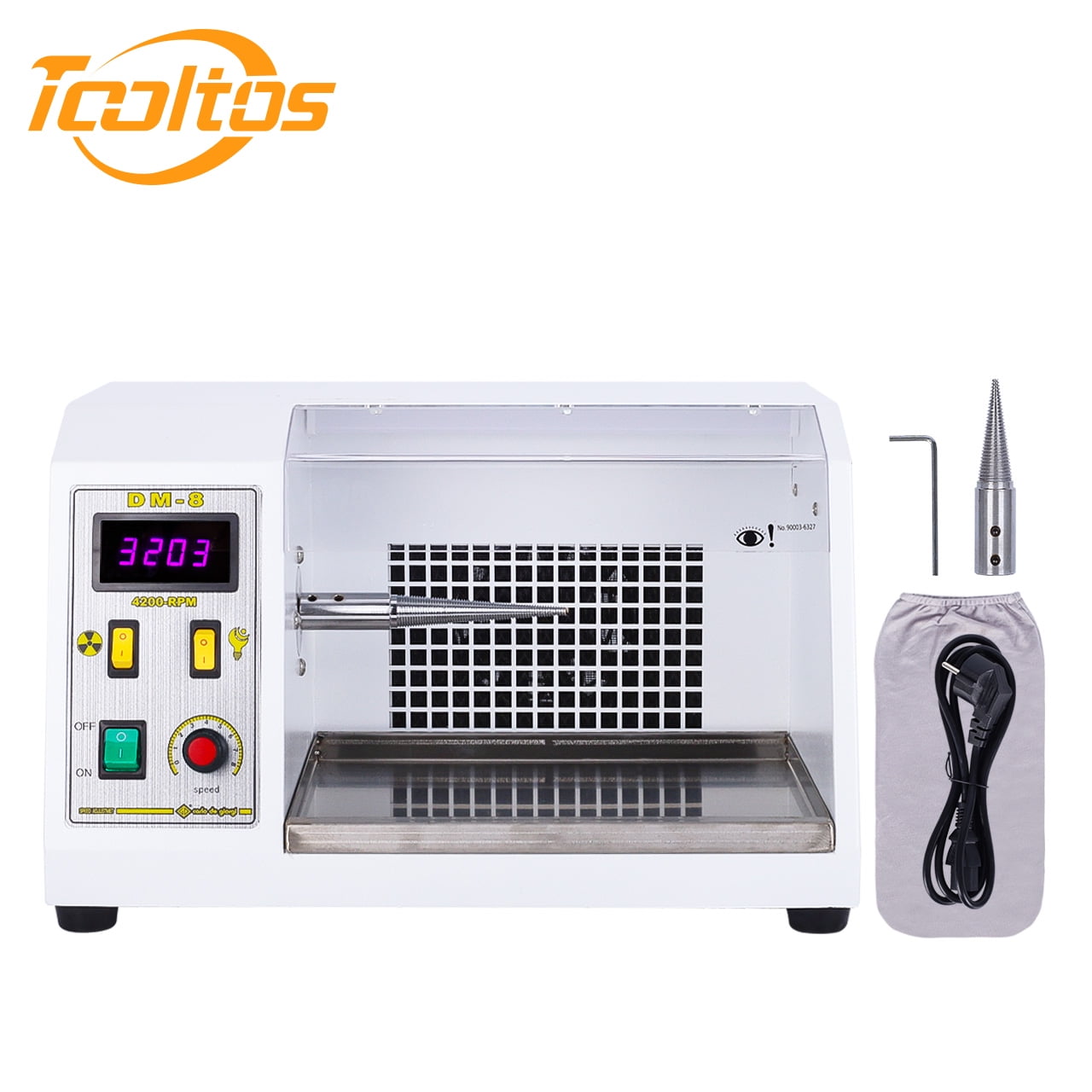 TOOLTOS DM-8 Polishing Machine With Dust Collector,Jewelry Mini Grinding Motor Bench Polisher,110V 550W Speed Adjustment