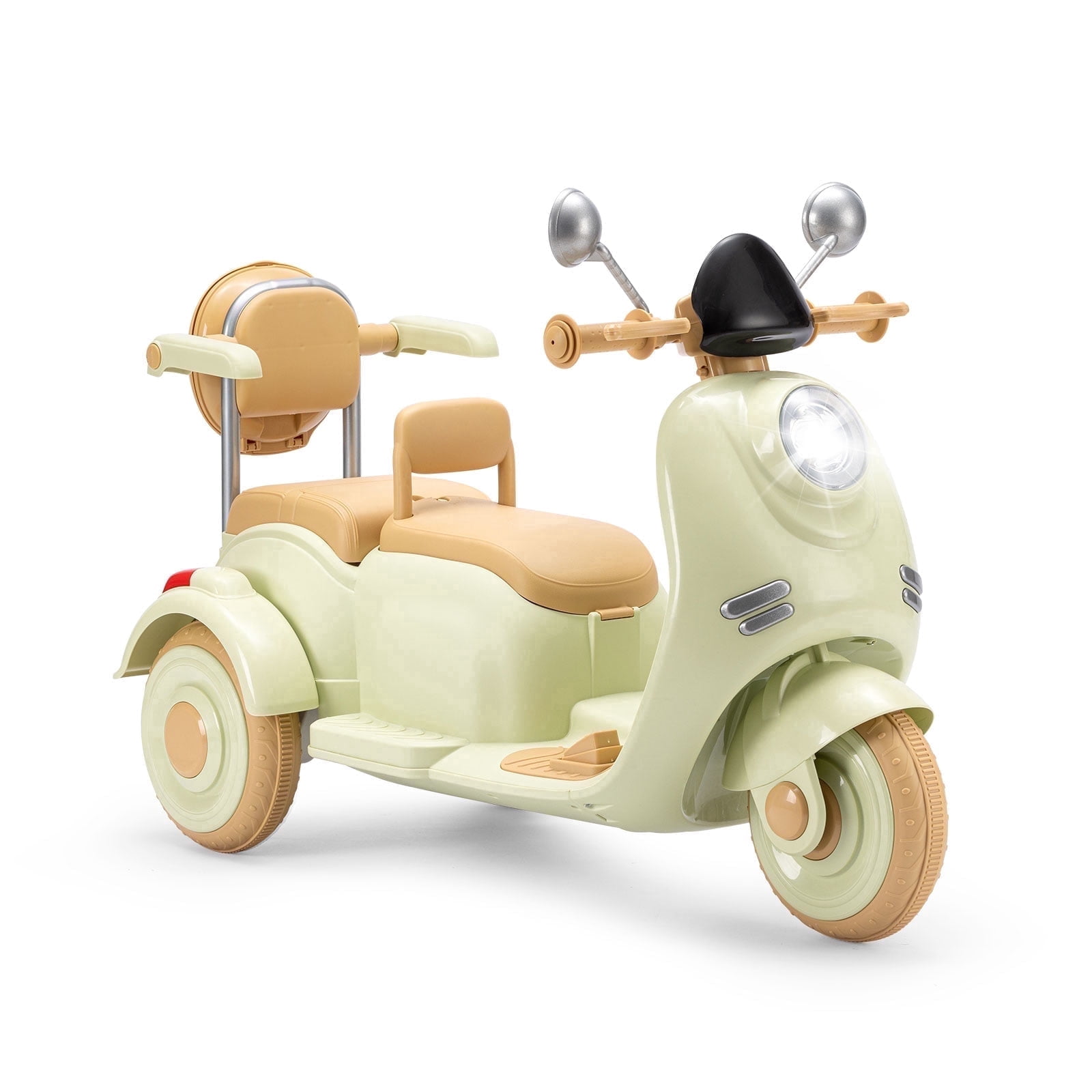 Dimedeal 12V Electric Motorcycle, Ride On Scooter for Kids, 2 Seater with Storage & Dual Motors, 3-Wheel Electric Ride On Toy for Girls and Boys Ages 3-8, Safe & Cute Design (Green)