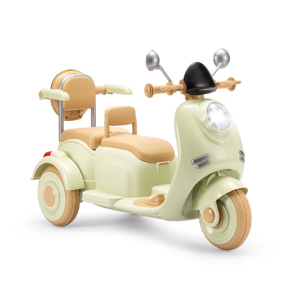 Dimedeal 12V Electric Motorcycle, Ride On Scooter for Kids, 2 Seater with Storage & Dual Motors, 3-Wheel Electric Ride On Toy for Girls Ages 3-8, Safe & Cute Design (Green)