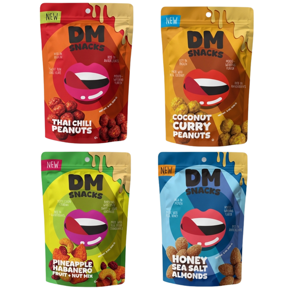 DM Snacks Mixed Nuts Gift Basket Assorted Spicy Crunchy Trail Mix 4-Pack 2 lb Total