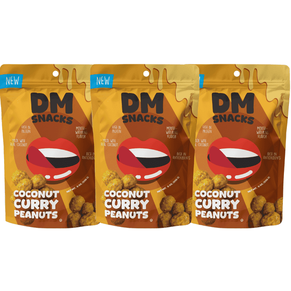 DM Snacks Coconut Curry Peanuts Crunchy 3 Bags 1.5 lbs