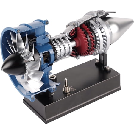 DM122 Mini Metal Turbofan Engine Model Kit That Works, 170+ Parts 1:14 Scale 4.41”H x 7”L x 3”W All-Metal Jet Engine Model with Transparent Cover, STEM Educational Assembly Kit, Desk Decoration Gift