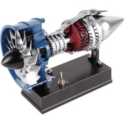 DM122 Mini Metal Turbofan Engine Model Kit That Works, 170+ Parts 114 Scale 4.41 H x 7 L x 3 W All-Metal Jet Engine Model with Transparent Cover, STEM Educational Assembly Kit, Desk Decoration Gift