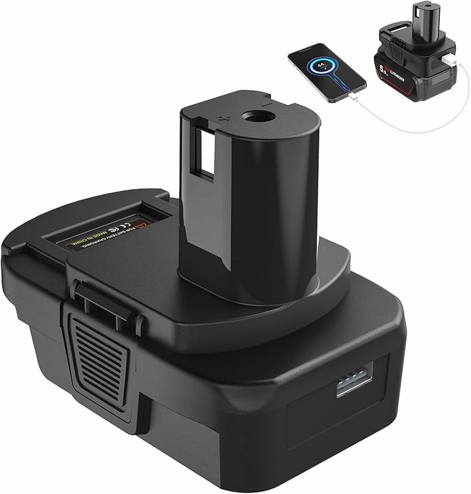 DM18RL Battery Adapter Converter with USB & Type-C Port for Use with Ryobi 18V Lithium Battery Tools, Converts De*Walt 20V Li-ion or Mil*Wau*kee 18V Li-ion Battery to Ryobi 18V Li-ion Battery