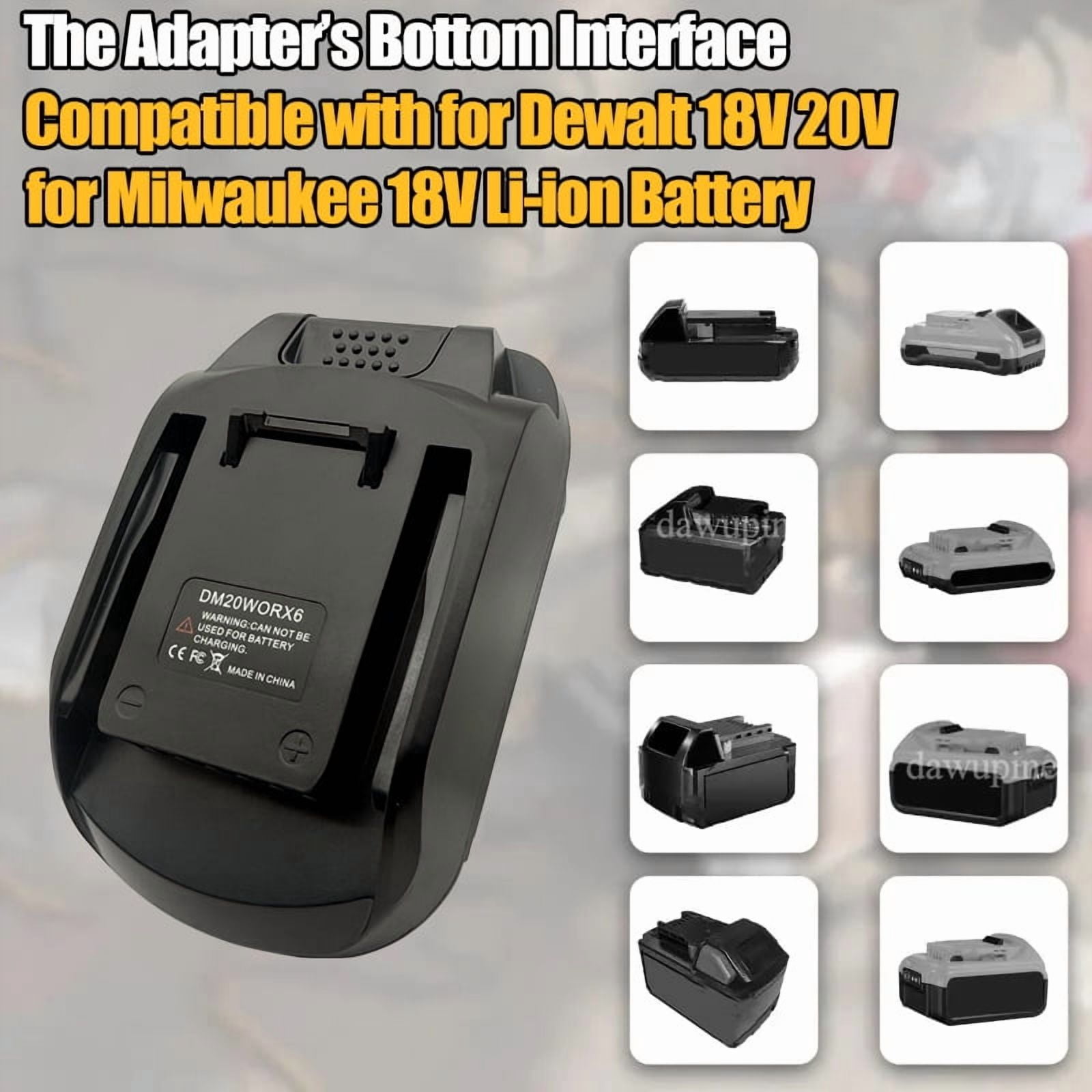 DM20WORX6 Power Tool Adapter Converter for Mil*wau*kee for M18 for De*walt 18V 20V Lithium Battery for Worx 20V 6 Pin Power Tools