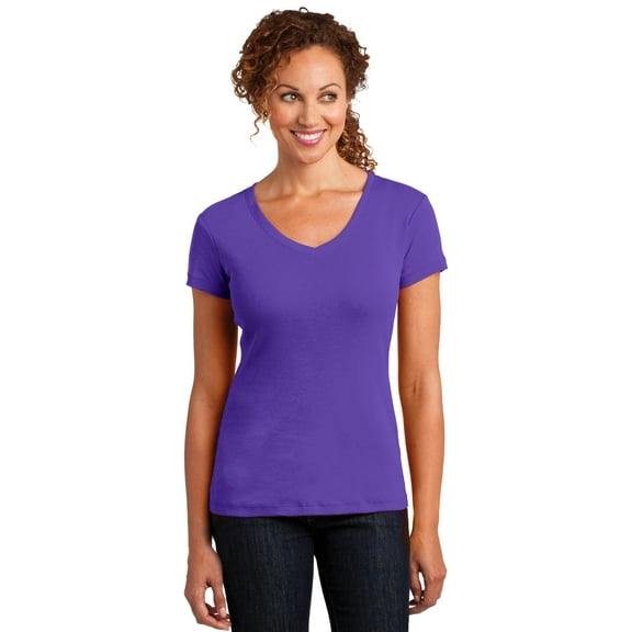 DM401 District Made Ladies' Tee-Shirt Mini Rib V-Neck Tee