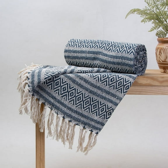 DMAASA 100% Hand woven Cotton Throw, Turkish Blanket , Pure Cotton Handmade Throw, Couch Coverlet, Summer Light Weight Throw, Bedding Gift