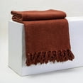 thumbnail image 1 of DMAASA 100% Organic Cotton Solid Beige Brown Throw Blanket for Couch, Lightweight Blankets for Bed, Fuzzy Cozy Blanket Throw for Sofa, Travel, Jacquard Pattern,, 1 of 4