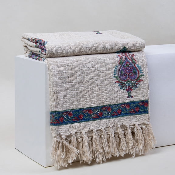 DMAASA Hand Block Print Handloom Floral 50x70" Sofa Throw Blanket for Couch All Seasons