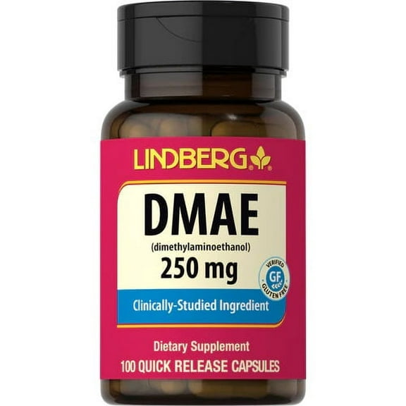DMAE Supplement | 250 mg | 100 Capsules | Non-GMO, Gluten Free | by Lindberg