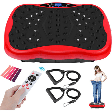 DMBOH Vibration Plate Exercise Machine,Portable Vibration Plate Platform for Weight Loss Home Fitness, Lymphatic Drainage, w/Resistance Bands Remote,Red
