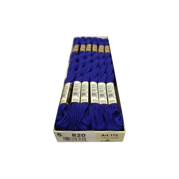 DMC 115 5-820 Pearl Cotton Thread, Very Dark Royal Blue, Size 5