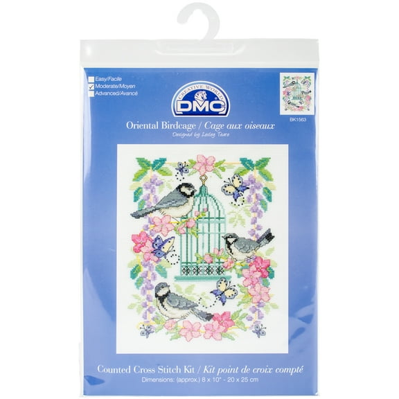 DMC Counted Cross Stitch Kit 8"X10"-Oriental Birdcage (14 Count)