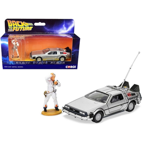 DMC DeLorean Time Machine with Doc Brown Figure "Back to the Future" (1985) Movie Diecast Model Car by Corgi