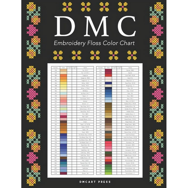 DMC Embroidery Floss Color Chart : Names, Codes, Shades, and Columns to  Stick Threads (Paperback) 