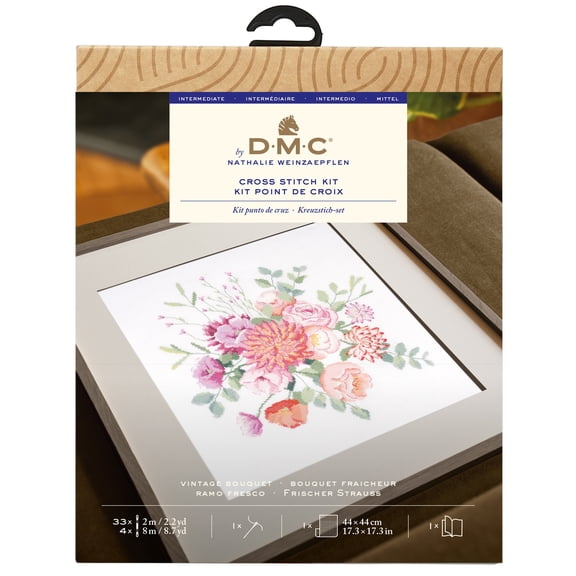 DMC Mindful Making Intermediate Cross Stitch Kit-Vintage Bouquet