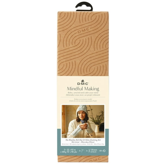 DMC Mindful Making Knit Kit-Rhythm Hat & Mitts