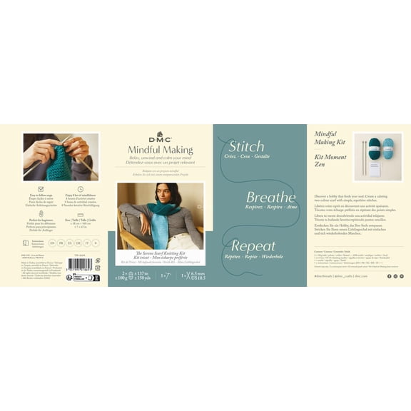 DMC Mindful Making Serene Scarf Beginner Knitting Kit